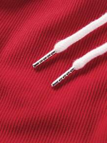 Men's Letter Graphic Drawstring Waist Loose Casual Shorts - Red - View 5