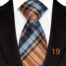 GOADAFOO 奢华 8CM 男士领带红色纯色条纹佩斯利领带男士新郎提花编织领带适合商务婚礼派对 - 橘色 - 查看 20