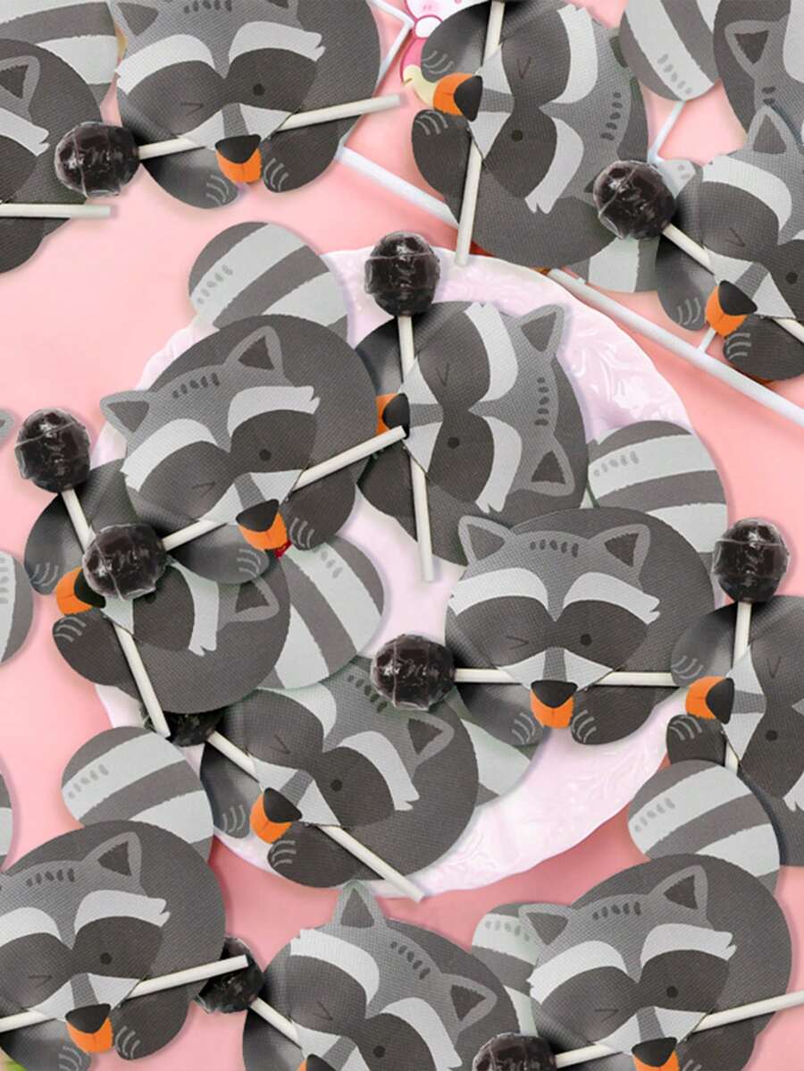 50pcs Fox Lollipop Paper Cards, DIY Decorative Cards - Multicolor - View 1