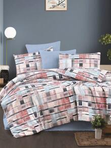 4pcs | Turkish Cotton| Gecce Moon Duvet Set , Double Size 200*220(1pc)| Flat Sheet : 240x260 Cm (1 Pc)| Pillow Cases : 50x70 (2 Pcs) - Blue and White - View 4