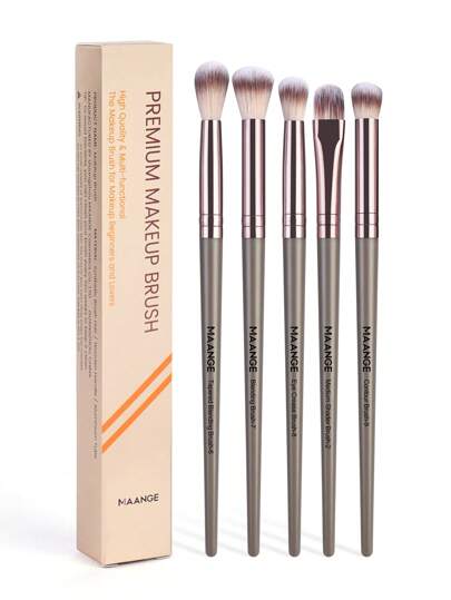 MAANGE 5pcs Professional Eye Makeup Brush Set, Eye Shadow Brush, Eyebrow Brush, Mixed Brush, Eyeliner Brush, Soft Fiber Easy To Carry Portable Makeup Tools, Travel Brush, Gifts For Women And Girls