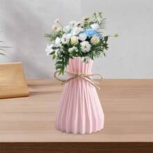 1pc Plastic Flower Vase, Home Decor Vase, Origami Vase, Minimalist Modern Vase, Rope Design Vase, Decorative Scratch-Resistant Vase, European Wedding Home Decor, For Living Room, Desk, Home, Office, Not Suitable For Water Back To School Room Decor School Supplies