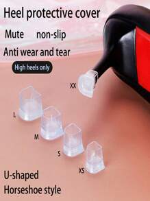 3 sets de protectores de tacón de aguja, puntas de repuesto para tacones, silenciosos y amortiguadores de impactos, almohadillas de reparación resistentes al desgaste, tapas de tacón en forma de U y en forma de media luna - 3 juegos transparentes - Ver 14