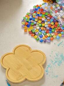 Handmade Mosaic Coaster Base Mold, Mosaic DIY Tools, Bamboo Coaster, Multi-Size & Shape Plant Pot Tray, Multi-Size Coasters + Multicolor Square Mosaic Set