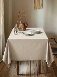 1 pièce Nappe en polyester plissée de couleur unie minimaliste et moderne, convient pour les mariages, les fêtes, les restaurants, les cuisines, pour décorer les tables carrées