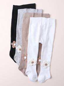 4 件装女童紧身裤连裤袜，适合日常穿着，适合所有季节的常规款式 - 彩色 - 查看 7