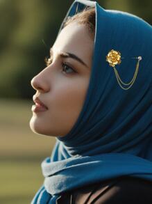 1 Peça Elegante Alfinete de Hijab, Broches de Flores da Moda com Correntes, Acessórios Estilosos de Lenço Muçulmano, Broche de Hijab