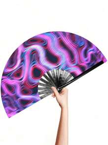 1pc Large La Fralac Folding Hand Fan For Men And Women - Chinese And Japanese Bamboo Handheld Fan - Suitable For EDM Music Festivals, Clubs, Events, Parties, Dancing, Performances, Decorations And Gifts.