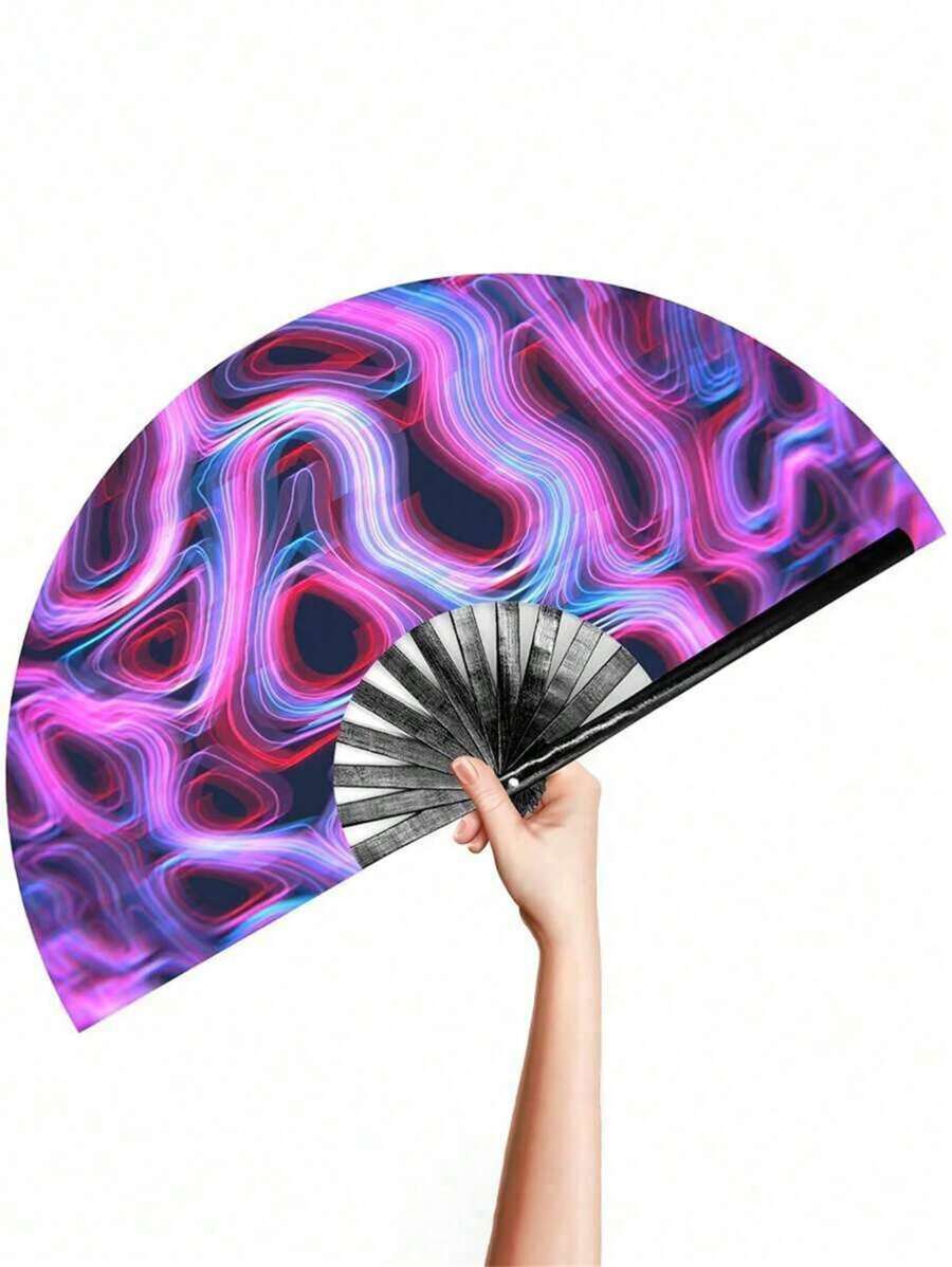 1pc Large La Fralac Folding Hand Fan For Men And Women - Chinese And Japanese Bamboo Handheld Fan - Suitable For EDM Music Festivals, Clubs, Events, Parties, Dancing, Performances, Decorations And Gifts.