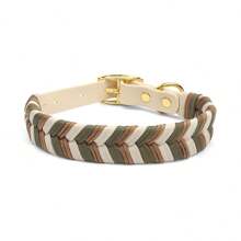 1 件手工编织项圈，全新宠物项圈系列，PVC 材质，个性化金属扣，可调节，适合小型/中型/大型犬，复古奢华宠物项圈和牵引绳