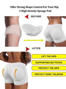 Men's Padded Underwear For Butt Enhancement Tummy Control Shapewear Boxer Briefs Butt Lifter Hip Enhancer Removable Pad Breathable Mesh - White - View 2