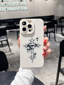 Goth Love Cross Shock Absorbing Soft Phone Case, Compatible With IPhone 16, 15, 14, 13, 12, 11 Pro Max, XR, XS Max, Plus, Protective Cover, Gift For Men & Women