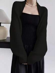 1 件针织纯色披肩领围巾，多功能防晒空调房间颈部保暖披肩，休闲日常使用披肩
