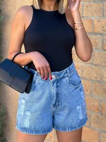 9049-2 Women's Denim Shorts With Rips - 9049# - Xem 6