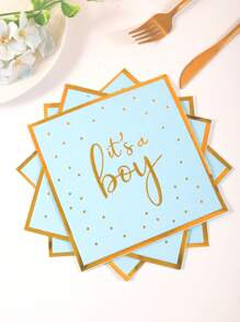 20pcs It's A Boy Napkins Disposable Baby Shower Napkins For Boy Baby Shower Paper Beverage Napkins Baby Boy Shower Party Decorations For Gender Reveal
