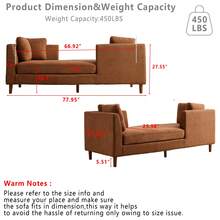 77.95" Indoor Chaise Lounge Sofa Chair Double-Sided,Chenille Lounger Couch,3 Seater Sofa For Living Room,Modern Upholstered Bed Bench,Oversized Ottoman Bench For Bedroom - Camel - View 3
