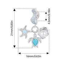 1 件 925 纯银梦幻海洋系列珐琅吊饰海龟珠女款银饰手链和手镯 DIY 制作精美珠宝 - 銀色 - 查看 17