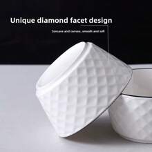 1. Bol Diamant Noir de Luxe Nordique, Bol Diamant Rose, Bol à Motif Diamant, Bol à Dîner/Soupe/Pâtes de 12,7 cm, Set de 1 pièce/2 pièces/4 pièces, Bol en Céramique Profond, Microwave-safe, Vaisselle de Maison Élégante et Épaisse