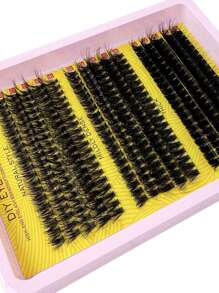 300pcs/295pcs DIY Synthetic Mink Lashes 40D/50D/60D/80D/100D Fluffy Individual Eyelash Extension, 5D Effect 0.07mm Curl Eyelash Extension, Drama 10-16mm Mixed Tray Lashes, Makeup Tools, DIY Bulk Personal Eyelash Extension, Suitable For Home Use - D - 查看 4