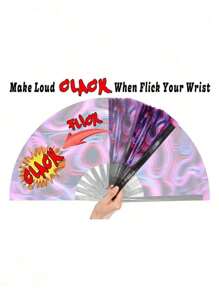 1pc Large La Fralac Folding Hand Fan For Men And Women - Chinese And Japanese Bamboo Handheld Fan - Suitable For EDM Music Festivals, Clubs, Events, Parties, Dancing, Performances, Decorations And Gifts.