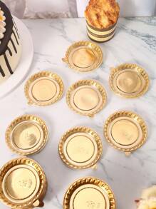 100pcs/Pack Plastic Mini Cake Dessert Tray With Metallic Base For Cake Decorating Party