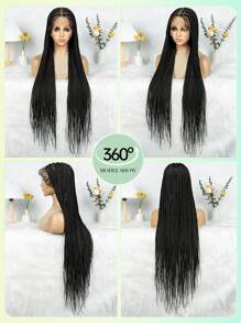 All Lace Versatile Black Box Braided Lace Front Wig For Women , High-Density Synthetic Hair, Perfect For Casual Attire