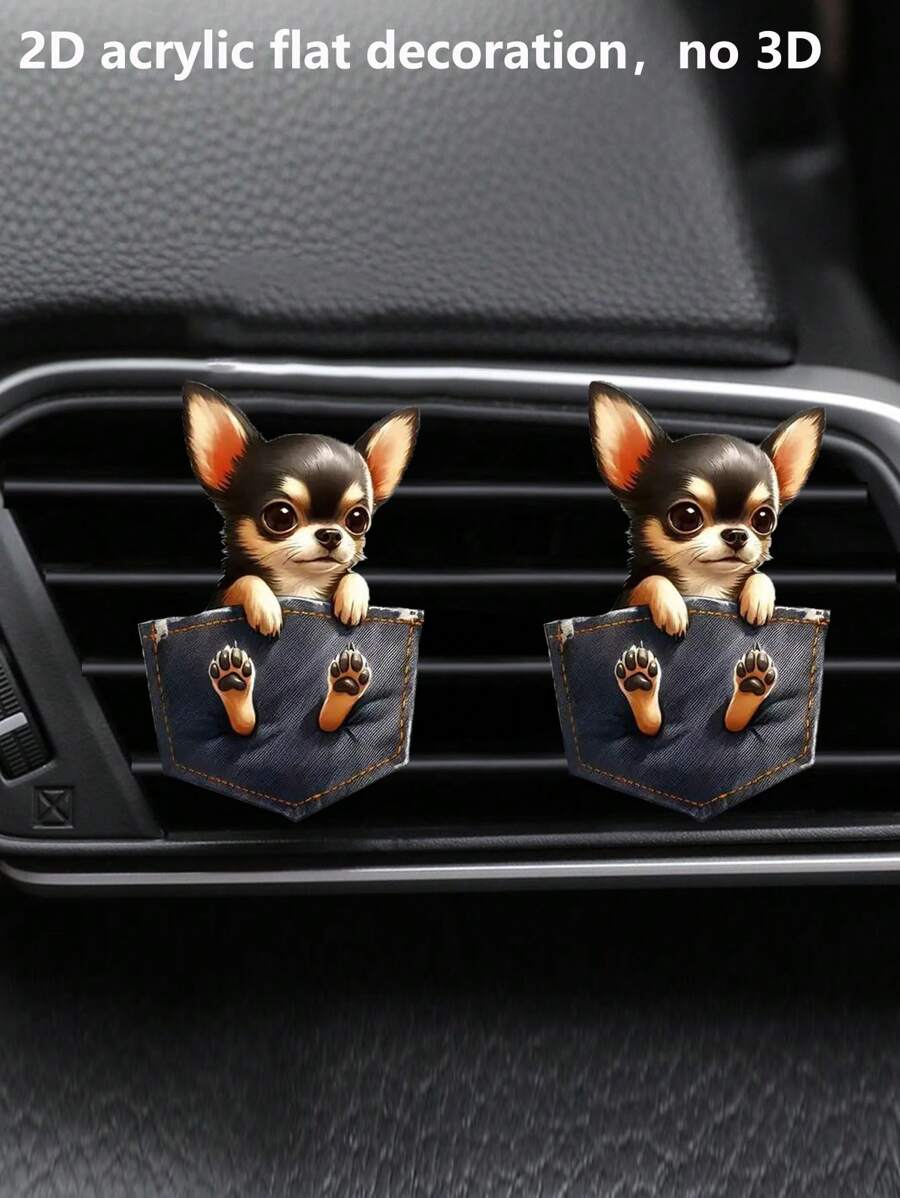1 件/2 件套创意狗形口袋通风口汽车香薰扩散器装饰夹，汽车空气清新剂