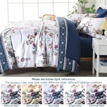 7 Piece Queen King Size Bed In A Bag Navy Blue Comforter Set, Floral Farmhouse Rustic Bedding Comforter Set Soft Microfiber Comforter And Sheet Set For All Season Room Decor Bedroom Decor Valentine Decor - Blue - View 7