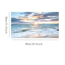 1 pièce Grande affiche sur canevas sans cadre - Art moderne, œuvre murale de plage, impression de coucher de soleil sur l'océan, décoration murale côtière et nautique pour le salon, la chambre, le bureau à domicile, la salle de bain, la cuisine - œuvre d'art contemporaine pour usage intérieur