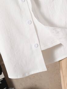 2 件装年轻男孩夏季马球领短袖衬衫和纯色休闲短裤套装 - 卡其色 - 查看 7