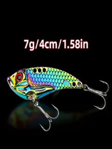 1 pieza Cebo artificial de pesca con lentejuelas de colores VIB, cebo anti-mordeduras, capa de natación completa de metal con lentejuelas de largo alcance, accesorios de pesca de agua dulce, 3g/5g/7g/10g/15g/20g, cebo artificial de pez de acero negro, adecuado para pesca de mar y pesca con señuelos