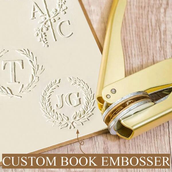 1 Stück individuell gestalteter DIY Gold Handgeprägter Stempel - Buch- und Papierprägung, individuell bedruckter Prägestempel, geeignet für Hochzeitseinladungen, Karten, Bücher, Umschläge, Servietten usw., Ornamental, Multifunktional