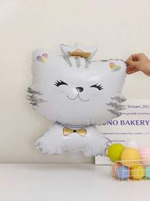Globos de lámina con forma de gato de dibujos animados, decoraciones de fiesta con tema de mascota linda