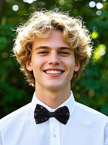 男士纯色优雅亮片领结，预系双层纯色缎面正式燕尾服领结，可调节，适合伴郎、婚礼、派对、正式场合、节日礼物 - 彩色 - 查看 8