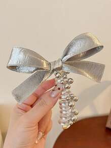 1/2 szt. wysokiej jakości srebrnej gumki do włosów w kształcie kokardki, idealnej do wysokich i niskich kucyków z tyłu głowy, warkoczyki bąbelkowe, akcesoria do włosów, przybory do włosów, akcesoria kosmetyczne, akcesoria do kręconych włosów dla kobiet, jesień, podróże, akcesoria do włosów, akcesoria damskie, artykuły do włosów, kręcone włosy, gumki do włosów, gumki do włosów, akcesoria do kręconych włosów, prezenty, podróże, prezenty dla kobiet, artykuły do włosów, ozdoby do pończoch