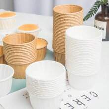 Envoltorios de papel para magdalenas de 50 piezas, estuches para tazas de hornear, cajas para Muffins, herramientas de decoración de pasteles de cocina, molde para pasteles KUQA - Blanco - Ver 6
