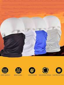 4 件套颈围面罩，透气防紫外线防风，适用于滑雪、钓鱼、徒步旅行、骑自行车、拉法帽颈部保暖头带吸汗头饰，防尘、防晒、防风 - 彩色 - 查看 4