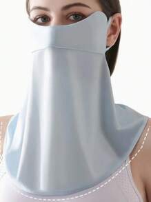 1pc Women's Full Face Sun Protection Mask, Summer Lightweight Breathable Anti-UV Face & Neck Cover, Suitable For Cycling, Driving, 22x29x90cm