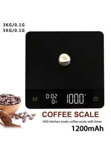 1 件高品质黑色防水多功能厨房电子秤数字咖啡秤带计时器，高精度厨房烹饪秤，意大利手持式咖啡秤，用于冲泡和滴滤咖啡的 Type-C 充电咖啡秤，带剥离功能的 LED 隐形大屏幕，Type-C 高速充电端口 - 彩色 - 查看 13