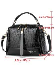 Fashionable Shiny Leather Pillow Bag Large Capacity Women Elegant Handbag Shoulder Crossbody