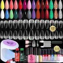 Lavender Violets Gel Nagellack Set mit UV Licht 21 Gel Farben USB LED Nagellampe Nagelverlängerung Press on Nail Glue 240 Acryl Full Cover Soft Tips, Base Coat, Glossy Top Coat, Matte Top Coat VC17