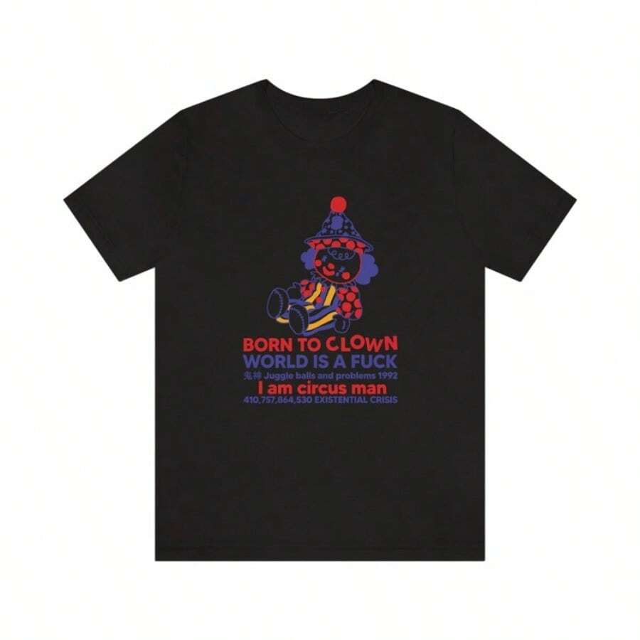 Clowncore Clothing / Clown Shirt / Clowncore Shirt / Funny Meme Shirt / Funny Shirt / Meme Shirt / Funny Gift For Her / Gift For Him Cute Summer Tops - 黑色 - 查看 1