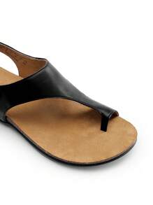 Women Sandals Orthopedic Arch Support T-Strap Flat Sandals Memory Foam And Cork Footbed Summer Comfortable Walking Casual Shoes - 黑色 - 查看 6