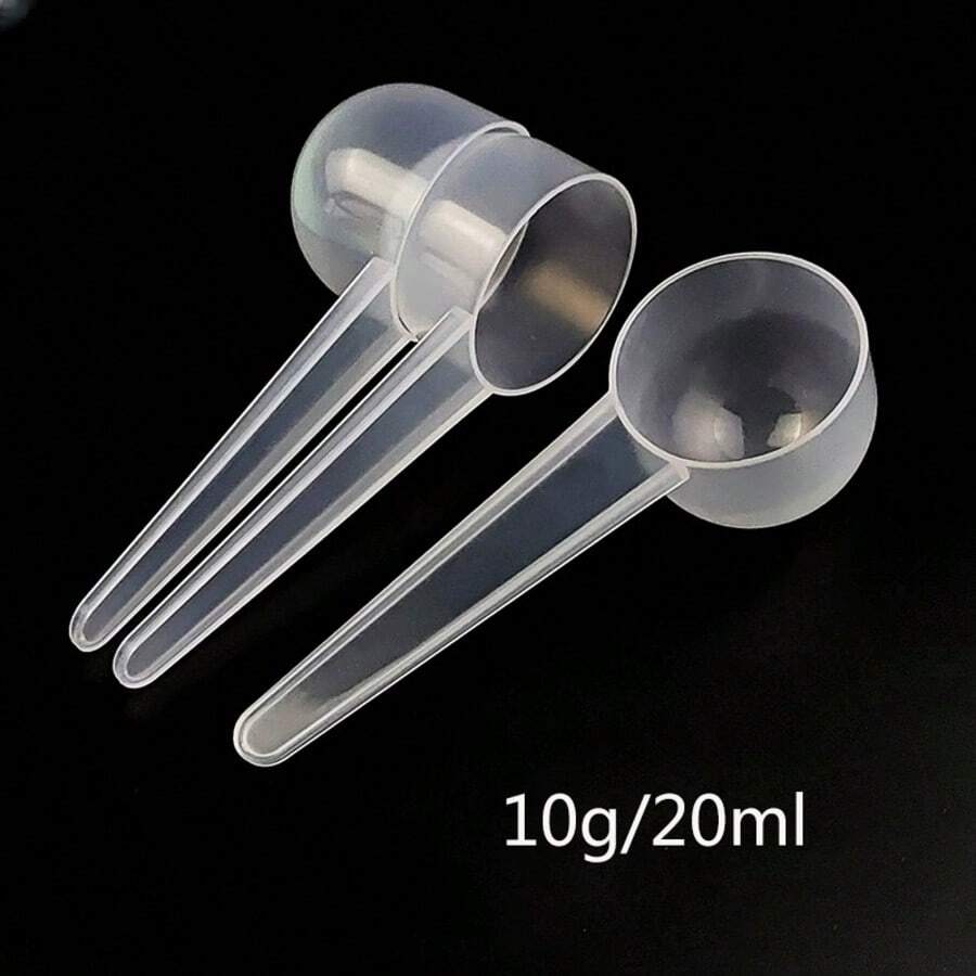 10g Cuchara, 20ml Cuchara transparente con fondo para detergente en polvo, Cuchara para proteína en polvo, Empacado individualmente, Útiles escolares