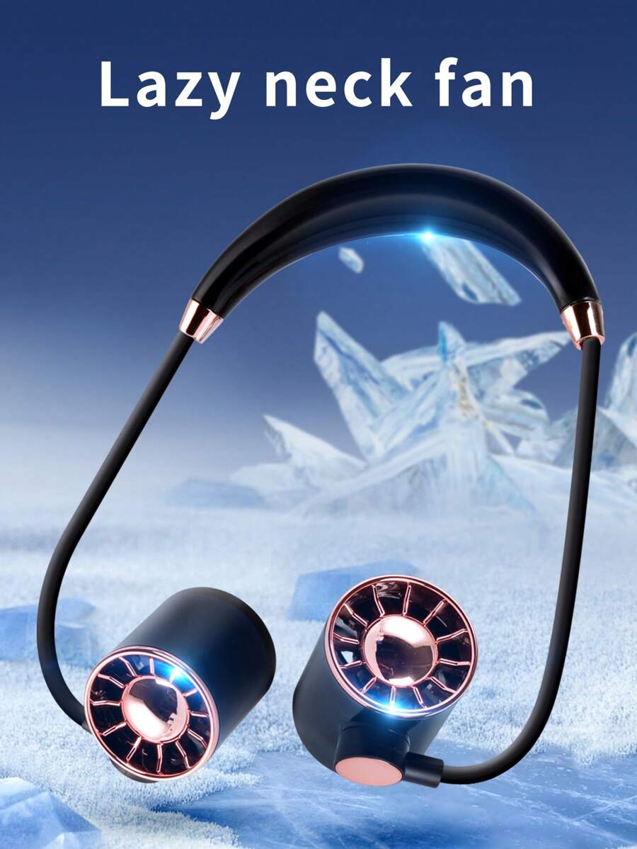AOYI 1 pieza Ventilador mini recargable y portátil para colgar al cuello, de diseño minimalista, con 1200mAh y 3 velocidades ajustables, para uso en exteriores, con cable de carga - Multicolor - Ver 1