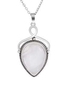 1pc CSJA Natural Stone Water Drop Pendant Necklace Healing Amazonite Tiger Eye Amethysts Crystal Stainless Steel Chain Jewelry H580 - Necklace - View 9