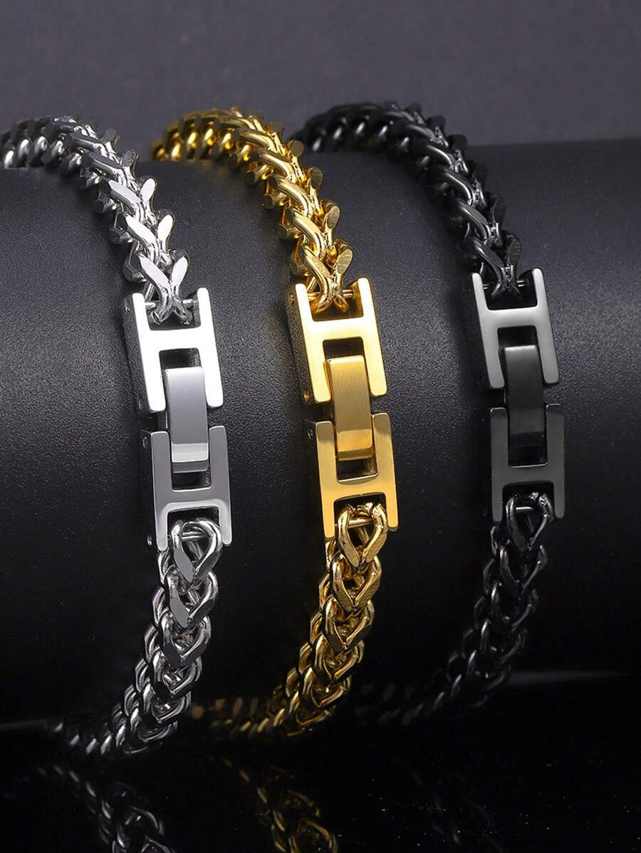 Summer New Stainless Steel Hippo Hiphop Men Curb Chain Bracelet With Fold Clasp, Domineering Design - Chain Bracelet - View 1