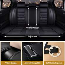 5 Seat Car Seat Covers Faux Leather Seat Covers Full Set Waterproof Universal For Car Sedan SUV Truck Front & Rear Seat Cushion Protector With Back Big Storage Bag - Black/Red - View 6
