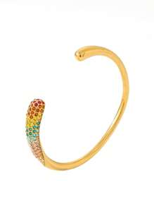 1pc Elegant Stainless Steel Bracelet With 18K Gold Plated, Rhinestones & Pearl Elements, Waterproof And Non-Fading, Suitable For Women's Gift