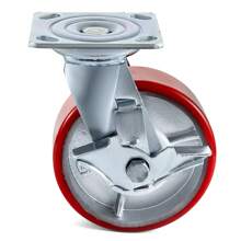 4 Pack 6 X 2 Inch Caster Wheels 2 Rigid And 2 Swivel Casters With Side Brake Polyurethane Iron Core Plate 1000LBS Capacity Per Wheel - 4.5 X 4 X 0.2 Inch - View 1